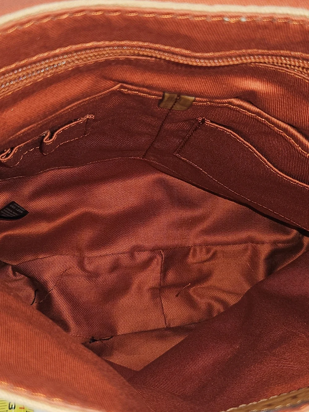 Canvas Fossil Crossbody Messenger Bag - Tan with Brown Faux Leather Trim